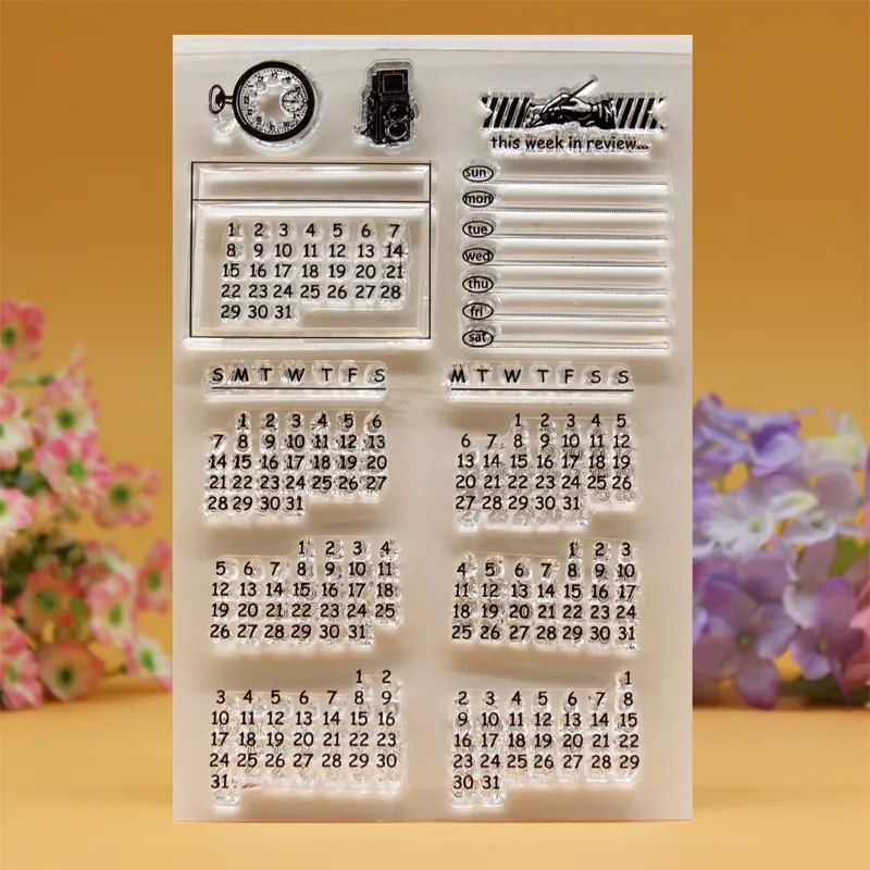 

YLCS075 calendar Silicone clear stamps for Scrapbooking DIY album cards decoration Embossing folder TPR rubber stamp 10*15cm