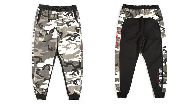 Мужские повседневные камуфляжные брюки, свободные хлопковые мужские лоскутные панельные военные брюки-карго на шнурке, тактические армейские камуфляжные штаны