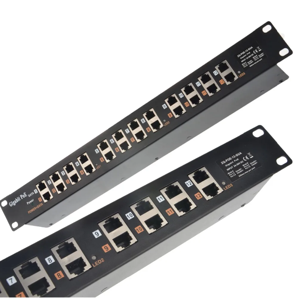 Multiport Gigabit POE Injector 12 Port Rack Mount POE Patch Panel 100 ...