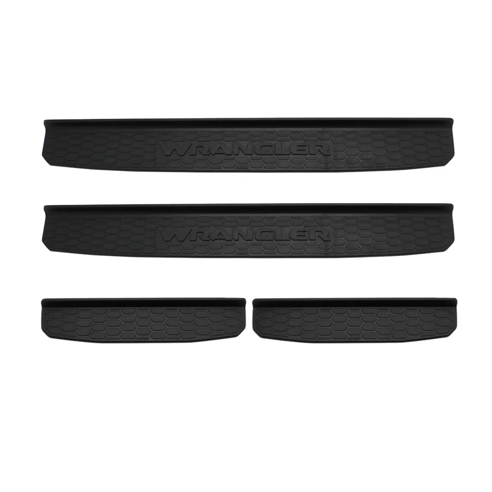 4PcsSet Black ABS Plastic Front Rear Door Entry Protector Scuff Plate Step Protector For Jeep 2018 JL Wrangler 4-Door (13)