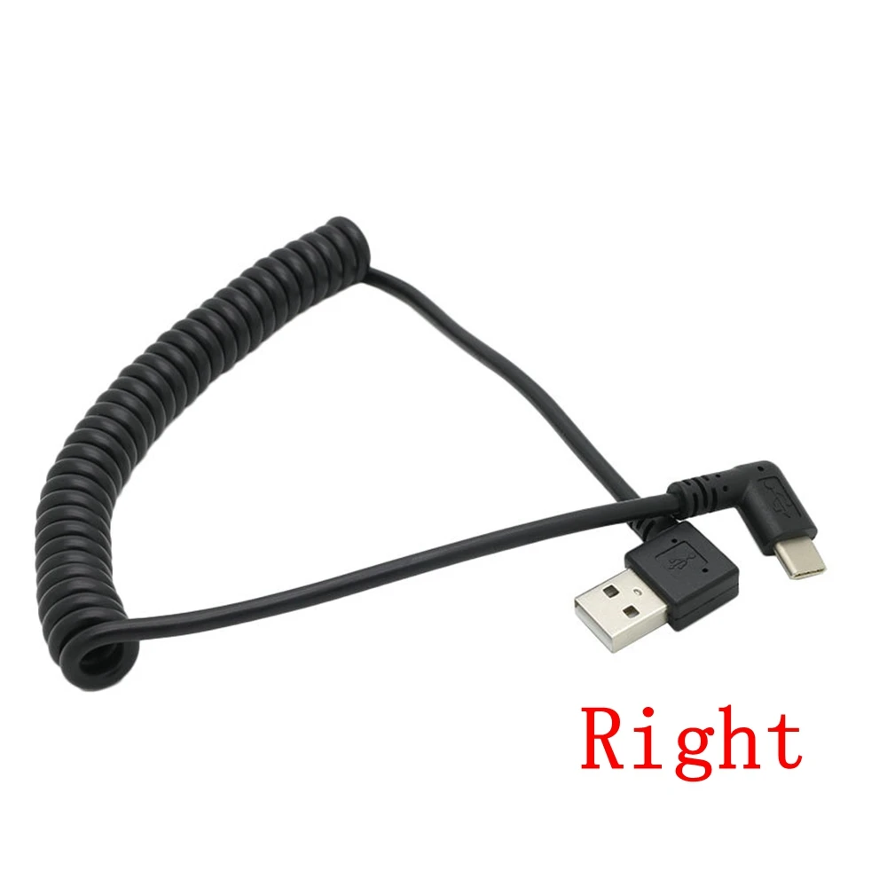 1 м USB 2,0 Мужской 90 градусов влево и вправо под углом к USB-C 3,1 тип-c выдвижной пружинный кабель для передачи данных Расширение синхронизации для S8 P10 - Цвет: Right