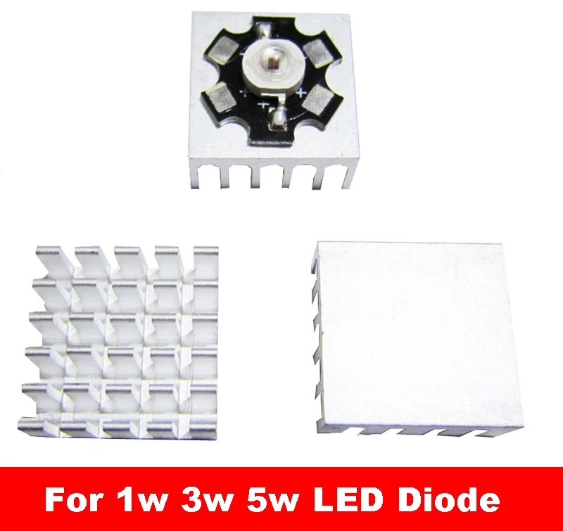 

10 20 50 100pcs Aluminum Cooling Heat sink 22*22*10mm For 1W 3W IC Led Light Chip Beads LED IC Heatsink Radiator Cooler