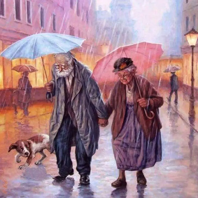 Old Couple D Мультфильм старая пара полностью из мастики DIY Алмазная картина Забавный дедушка и дедушка 5D алмазная вышивка стежка для украшения дома - Цвет: Old Couple D