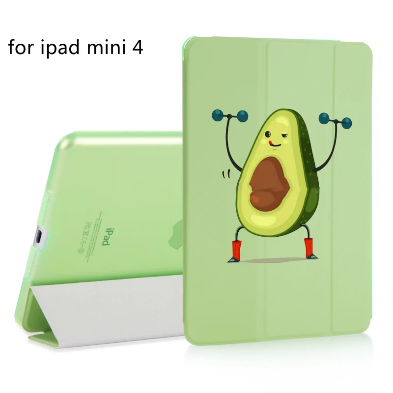 B200107-mini4 Магнитный чехол-книжка с милым мультяшным авокадо для Apple iPad Mini 5, чехол для iPad Mini 2 3 4 из искусственной кожи, складной чехол-книжка для планшета - Цвет: B200107-mini4