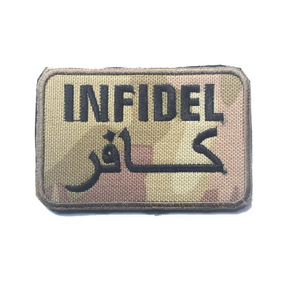 10 шт./лот 3D вышивка патчи нашивка INFIDEL боевой тактический патч Hook& Loop вышивка значок военный армейский нашивки значки