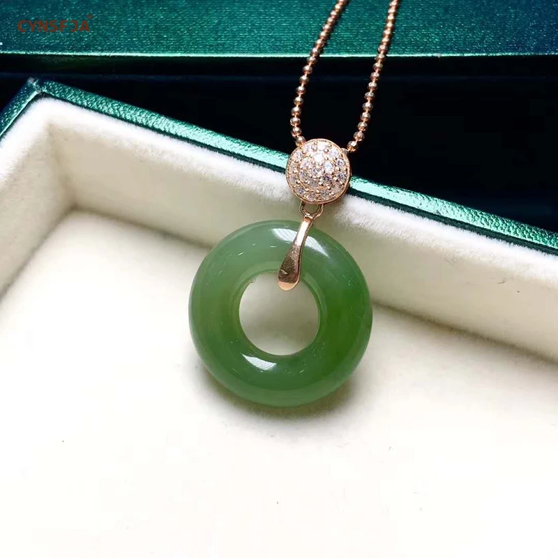 Сертифицированный подвескаиз натурального камня Jade Jasper инкрустированный стерлингового серебра 925 удачная пряжка с символом мира нефритовый кулон зеленый высокое качество лучшие подарки
