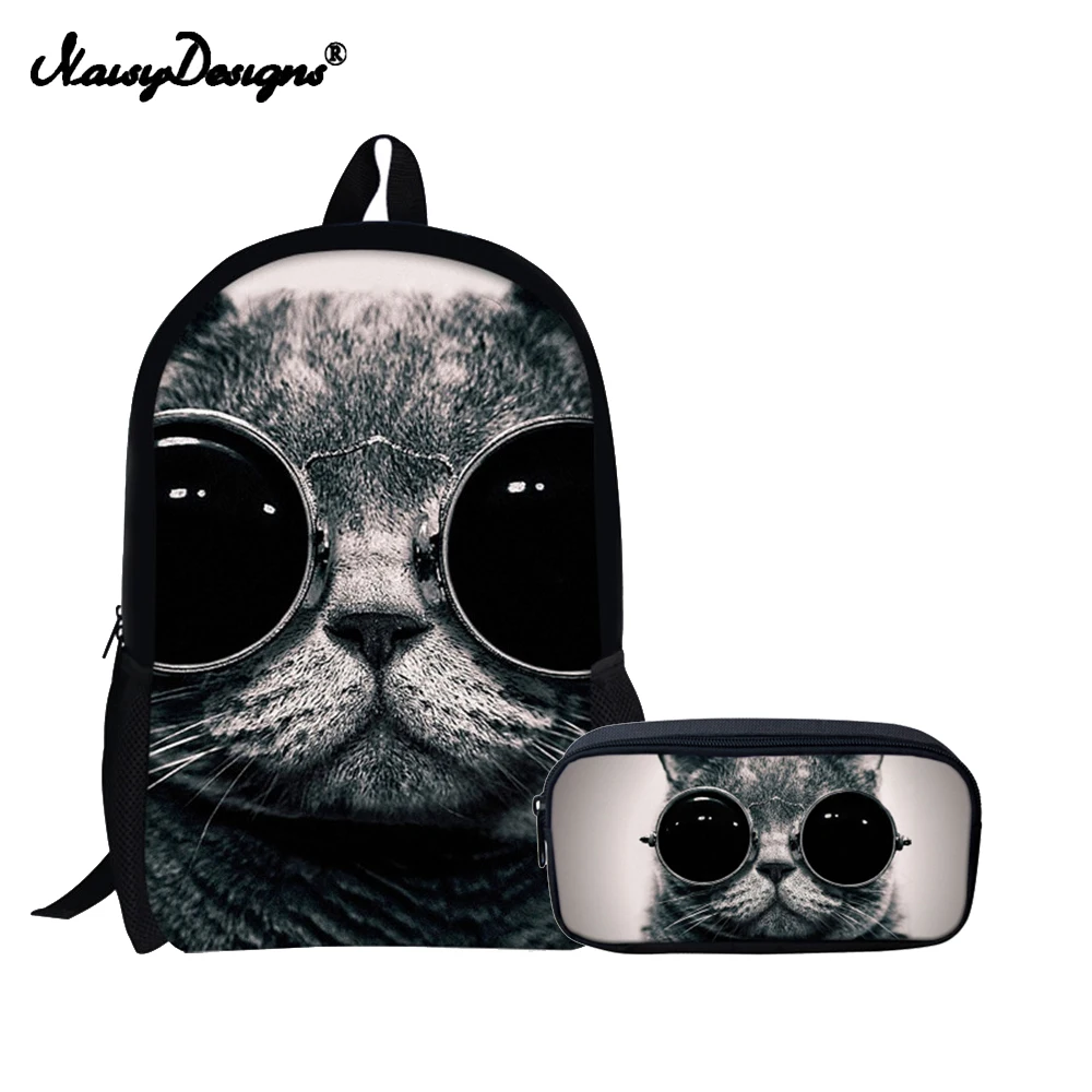 

School Bag For Teengers Girls Cute Cat Printed Kids Backpack Schoolboys Retro Vintage Canvas Backpacks School Bagpack Satchel