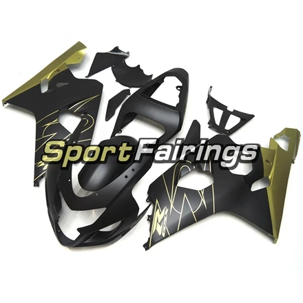 Sportbike Matte Black Gold впрыска ABS Пластик обтекатель Наборы для Suzuki GSXR600 GSXR750 04-05 год K4 2004 2005 обтекатели Carene
