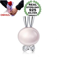 OMHXZJ Геометрические кролик Роза кварц Женская Мода kpop 925 стерлинговые серебряные подвески-шармы PE80(без цепи ожерелье