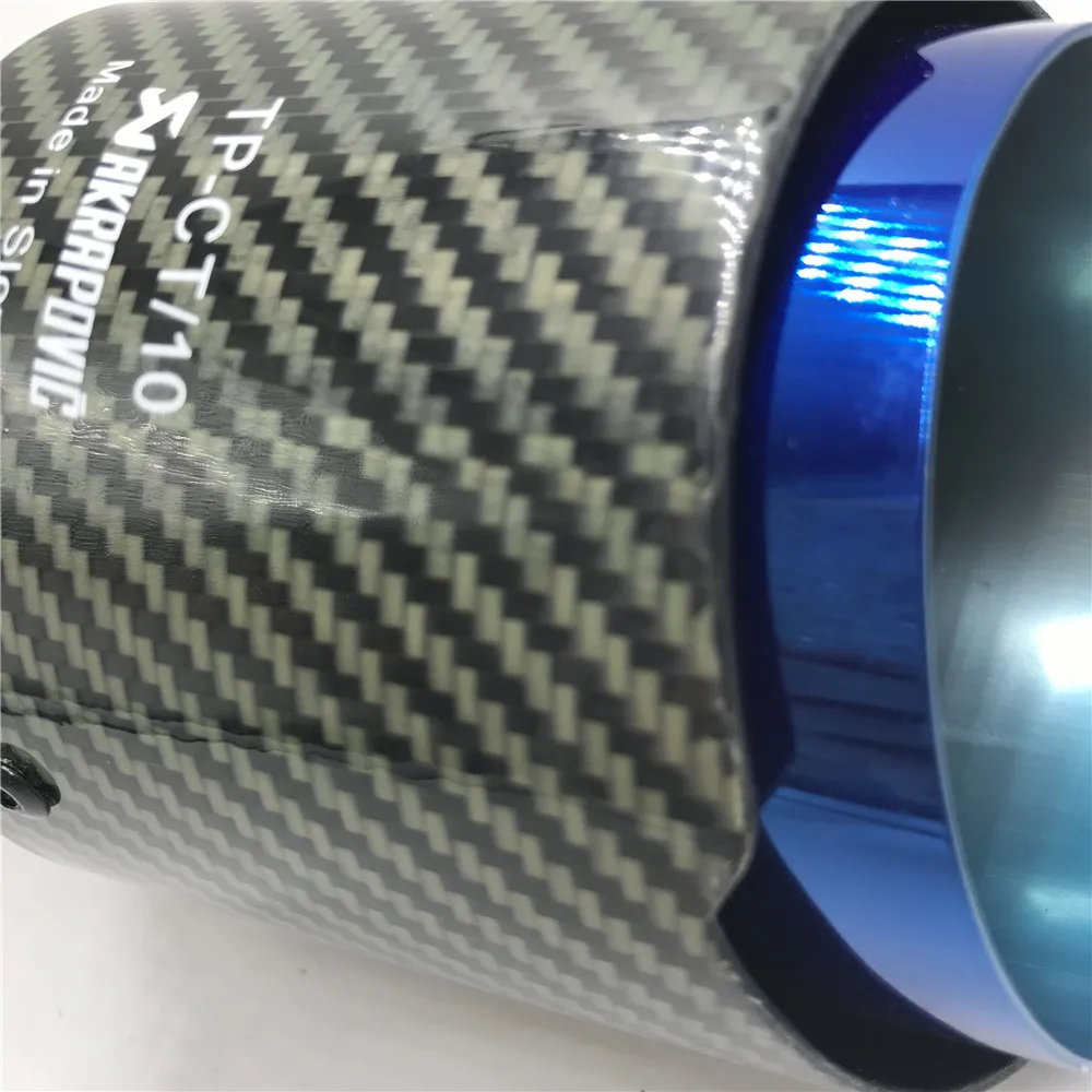 One pcs Akrapovic Exhaust Tip 63mm Inlet(101mm Outlet) Glossy Green Carbon Fiber Exhaust Tip Muffler
