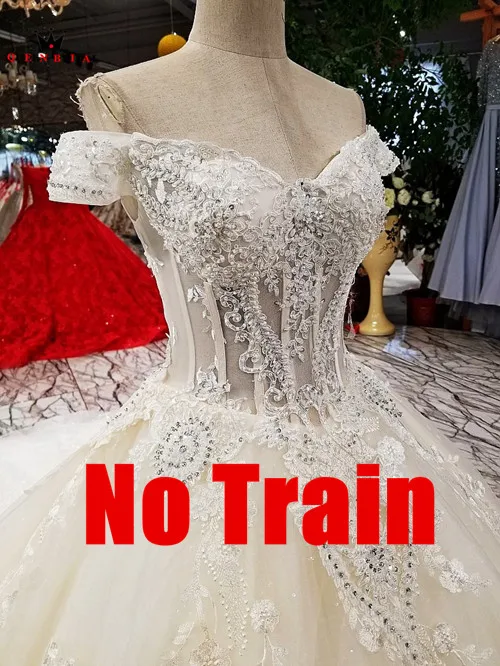 No Train Ivory Бальное платье пушистые Цветы Кружева вечернее, расшитое кристаллами Роскошная свадебная одежда реальные фотографии Свадебное Платье Vestidos De Noiva XG13 - Цвет: No Train Ivory