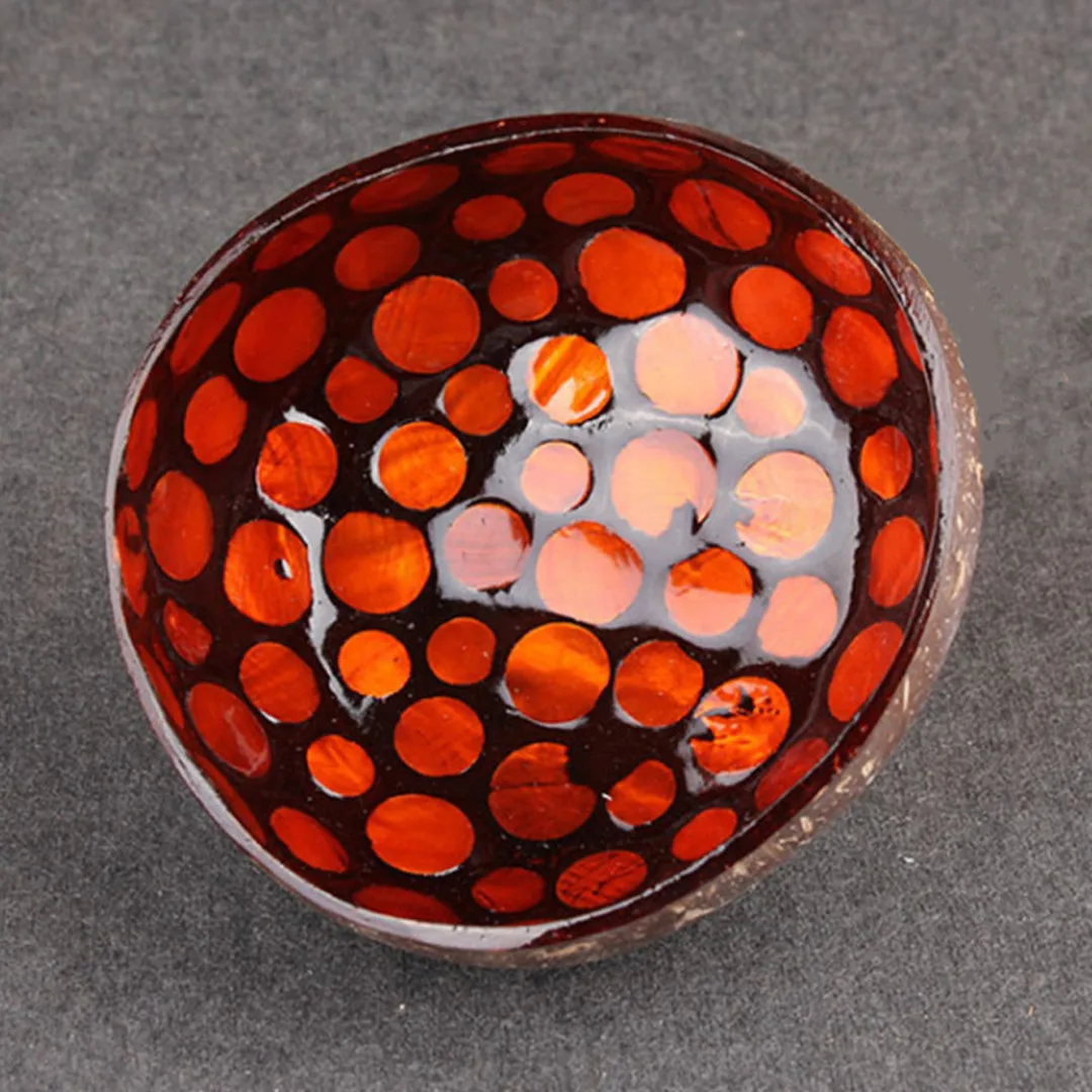 Natural Geometric Shape Coconut Shell Bowl Dishes Kitchen Paint Craft Home Decor 7 Colors