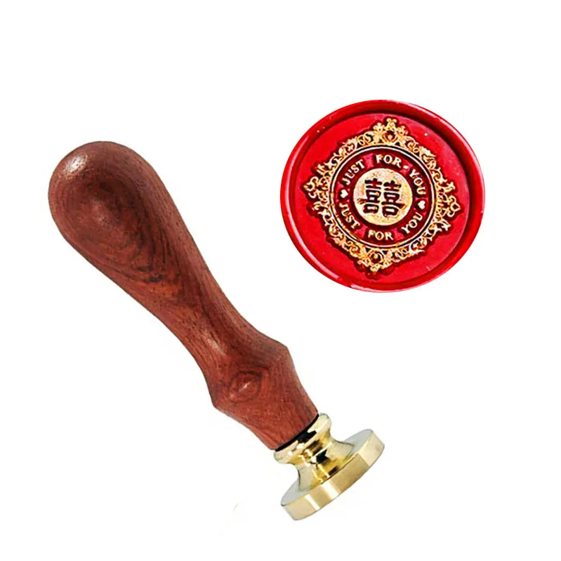1 wax seal stamp Просто для вас тематика "Счастье для двоих" декоративное винтажное изображение на заказ свадебное приглашение восковое уплотнение штамп палочки ложка подарочная коробка - Цвет: 1 wax seal stamp