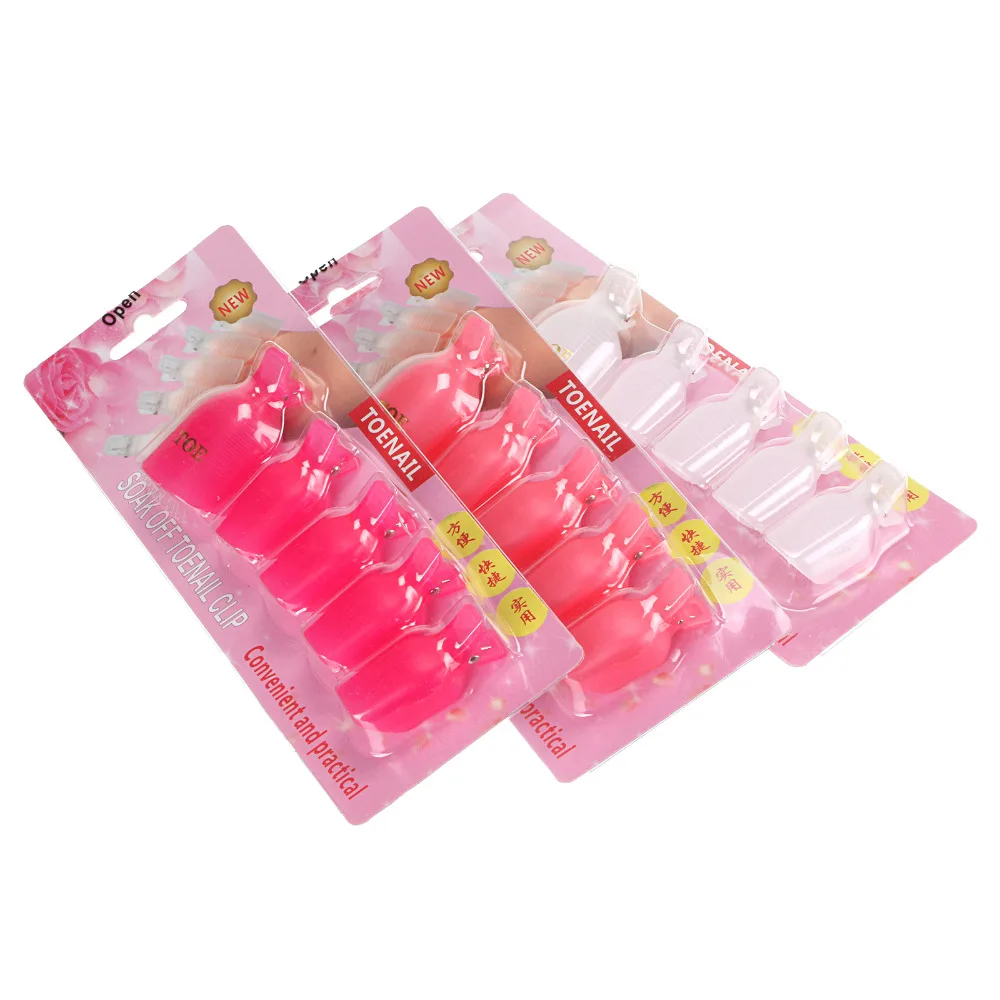 

5 Pcs Durable Reusable Plastic Nail Polish Remover Lacquer Tool Soak Off Wrap Nail Cleaner Nail Clip Cap