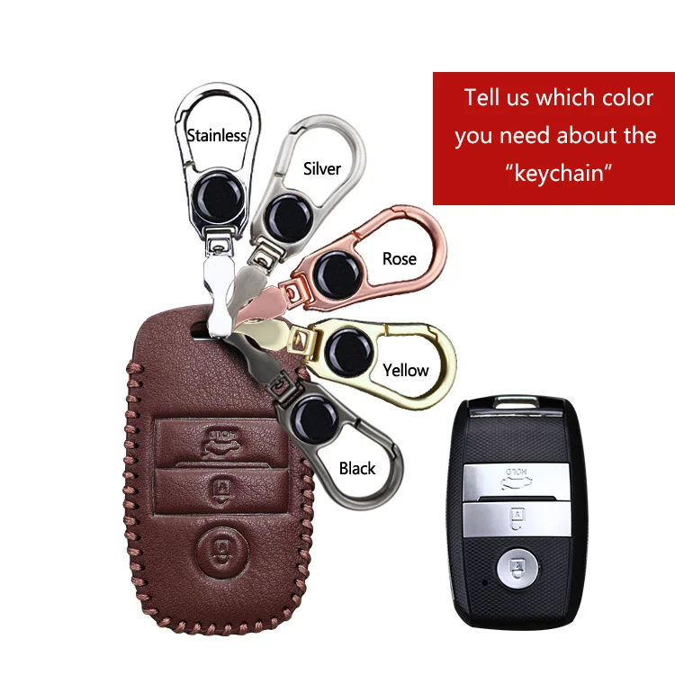 Brown 3 For KIA Чехол для ключей из натуральной кожи для KIA Rio K2 3 4 Ceed Sportage Soul Sorento Cerato K3 Carens Optima аксессуары для ключей - Название цвета: Brown 3 For KIA
