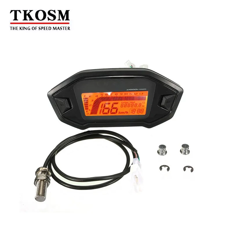 

TKOSM Universal Motorcycle LCD Digital Speedometer Odometer Backlight Motorcycle Odometer for 1,2,4 Cylinders