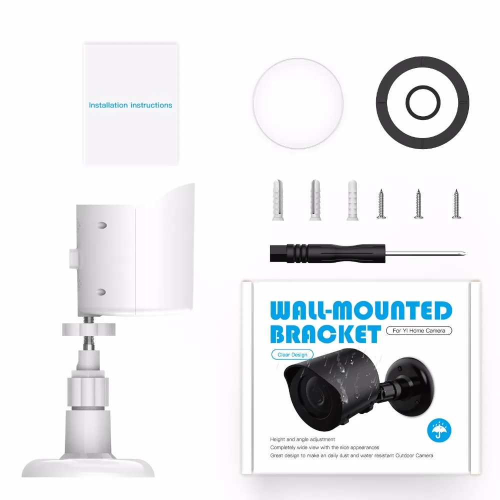 Cheap Yi Home Camera Wall Mount Bracket,Weather Proof 360 Degree Protective Adjustable Indoor Outdoor Mount and Cover for Yi camera