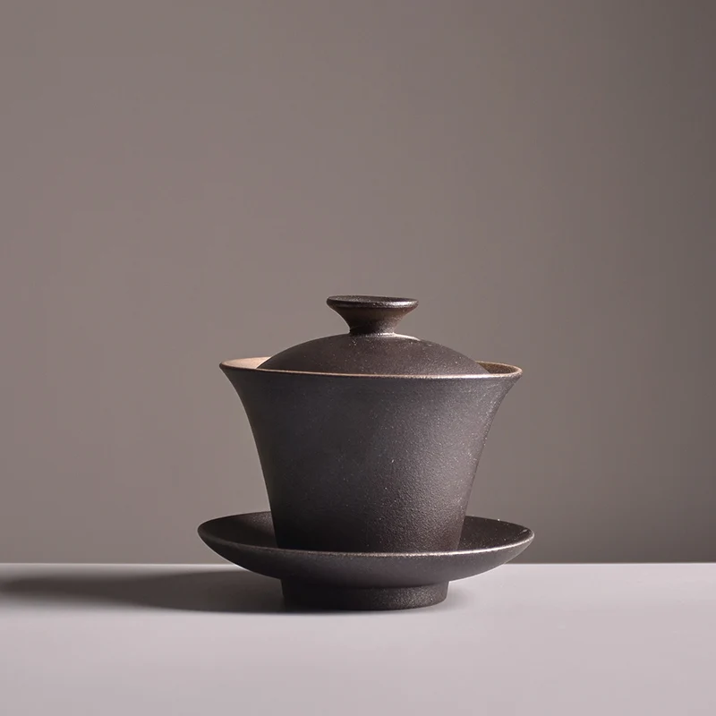 Черный TANGPIN керамический чайник gaiwan чашка керамические чайные чаши китайский чайный набор кунг-фу 135 мл - Цвет: Черный