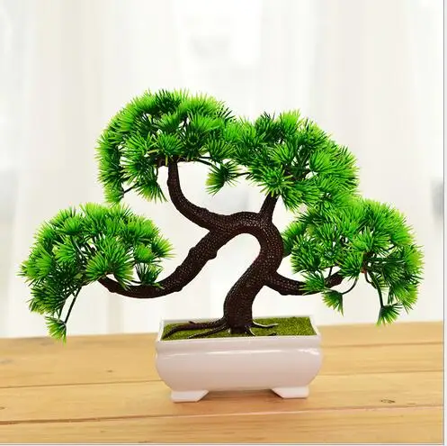 Fake Artificial Green Plant Bonsai Potted Simulation Pine Tree Office Decor#