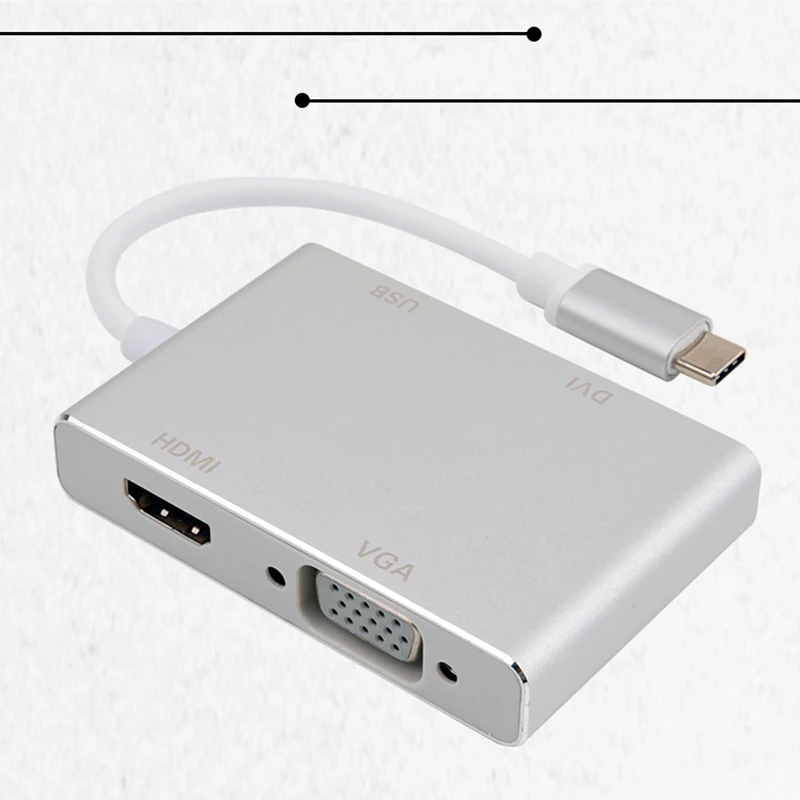 Baolyda USB C к HDMI 4K адаптер Thunderbolt 3 концентратор USB 3,1 type C к HDMI VGA DVI USB мульти концентратор для MacBook/Pro Chromebook Pixel