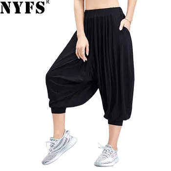 

NYFS 2020 New Summer Women pants Vintage Elastic waist loose radish pants Lantern pants