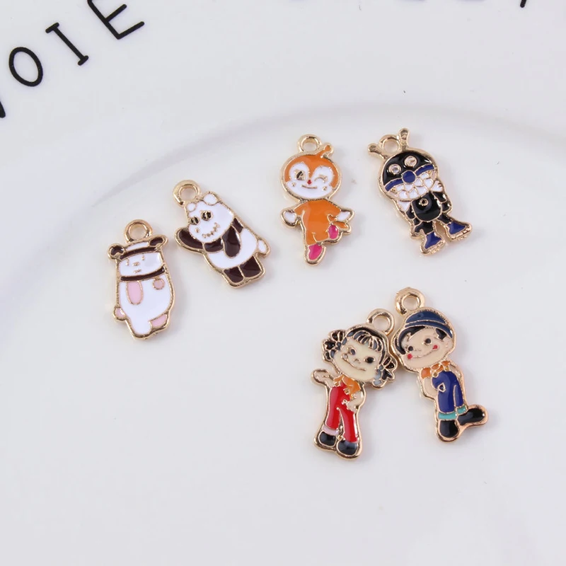

10pcs/lot Cartoon Character Panda Cute Pet Enamel Charms Drop Oil Alloy Pendants Craft Earring Bracelet Jewelry Accessory YZ258