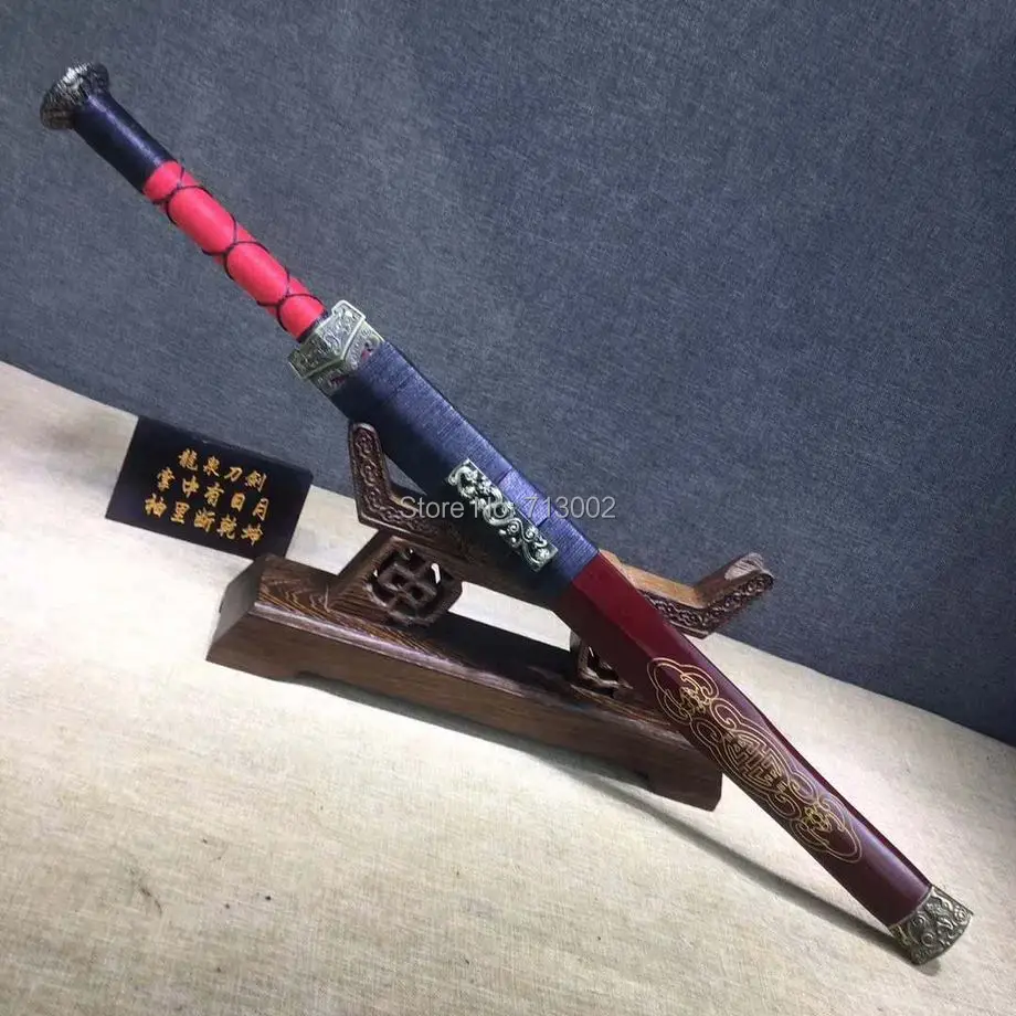 Ручной ковки китайский ушу 60HRC Меч Sharp марганца Сталь лезвие pyrograph твердой древесины