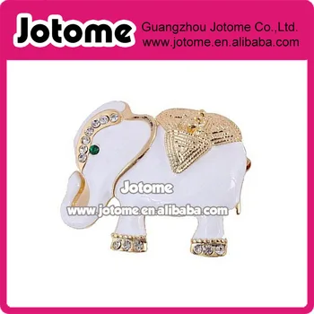 

1.75*1.5 inch White and Goldtone Elephant Accented with Rhinestones Brooch Pin