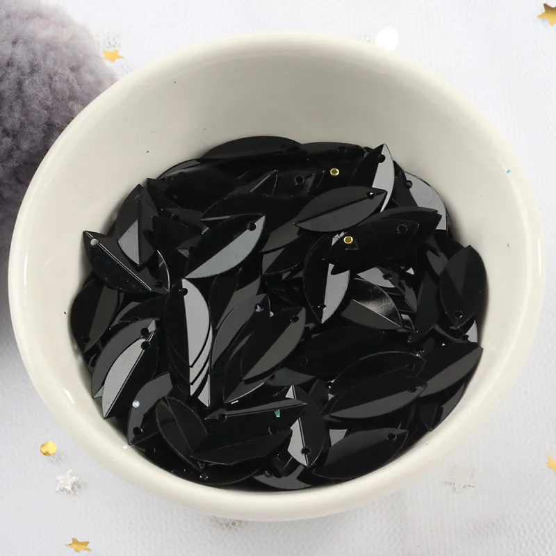 Black Color Новинка! 720 шт 6*14 мм овальные сложенные блестки конские глаза форма свободные блестки пайетки для рукоделия свадебные швейные аксессуары для художественного оформления - Цвет: Black Color