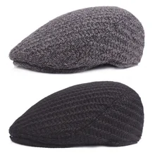 Мужская Трикотажная теплая Кепка для вождения в гольф-берет, шапка Newsboy, мягкая плоская кепка, CSHAT0546