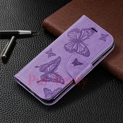 Чехол Etui Hawei P30 двойной ELE-L29 ELE-L09 P20 Pro Lite Y5 Y6 Y7 Y5 Y6 Y7 Роскошный кожаный бумажник с бабочками чехол с откидной крышкой - Цвет: Purple
