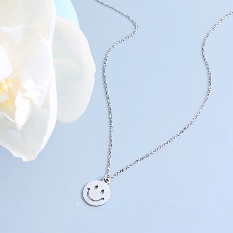 Smiley Face ожерелье из стерлингового серебра 925 пробы для женщин минималистичный милый чокер Экспрессия подвеска на цепочке модные украшения подарки ко дню матери Рождество счастливое хорошее настроение Berloque