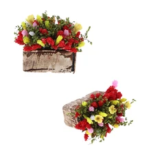 1 шт.(Цвет: разноцветный) распродажа 1/12 кукольный домик Миниатюрный многоцветный Мини Миниатюрный бонсай цветочный куст с деревянным горшком