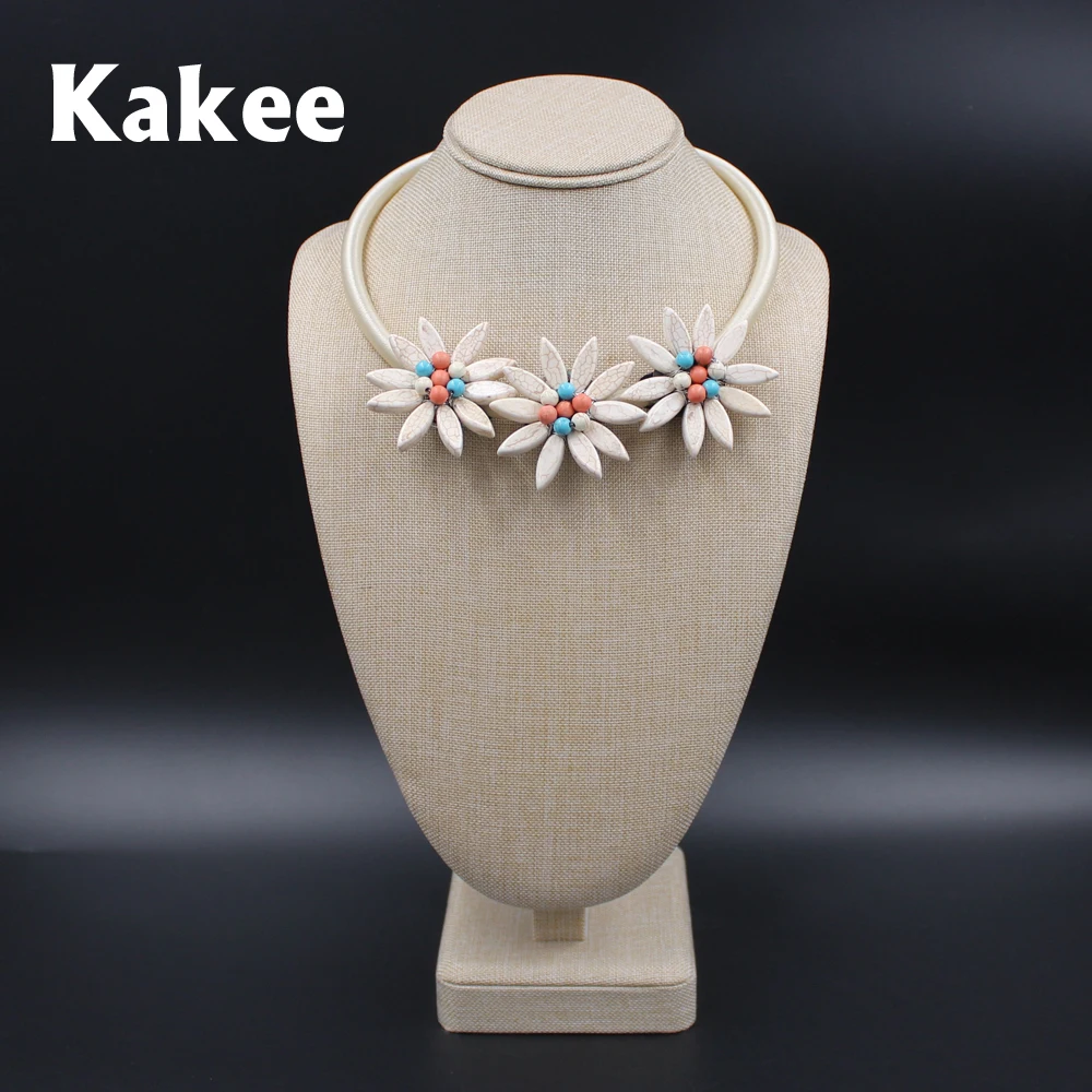 Kakee ручной работы камень шарик бирюза цветок Цепочки и ожерелья веревку цепи Этническая Колье модный Европейский Стиль украшения для Для женщин