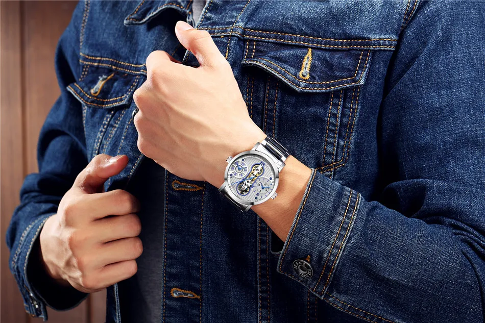 New GUANQIN Creative Men Watch Skeleton Automatic Mechanical Watches Date Luminous Shock Resistant Waterproof Wristwatches Clock (9)