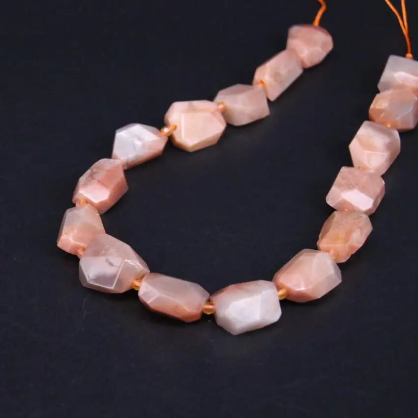 

15.5"/strand Natural Moonstone Freeform Faceted Nugget Pendant Beads,Raw Sunstone Slab Loose Beads For Bracelat Jewelry Making