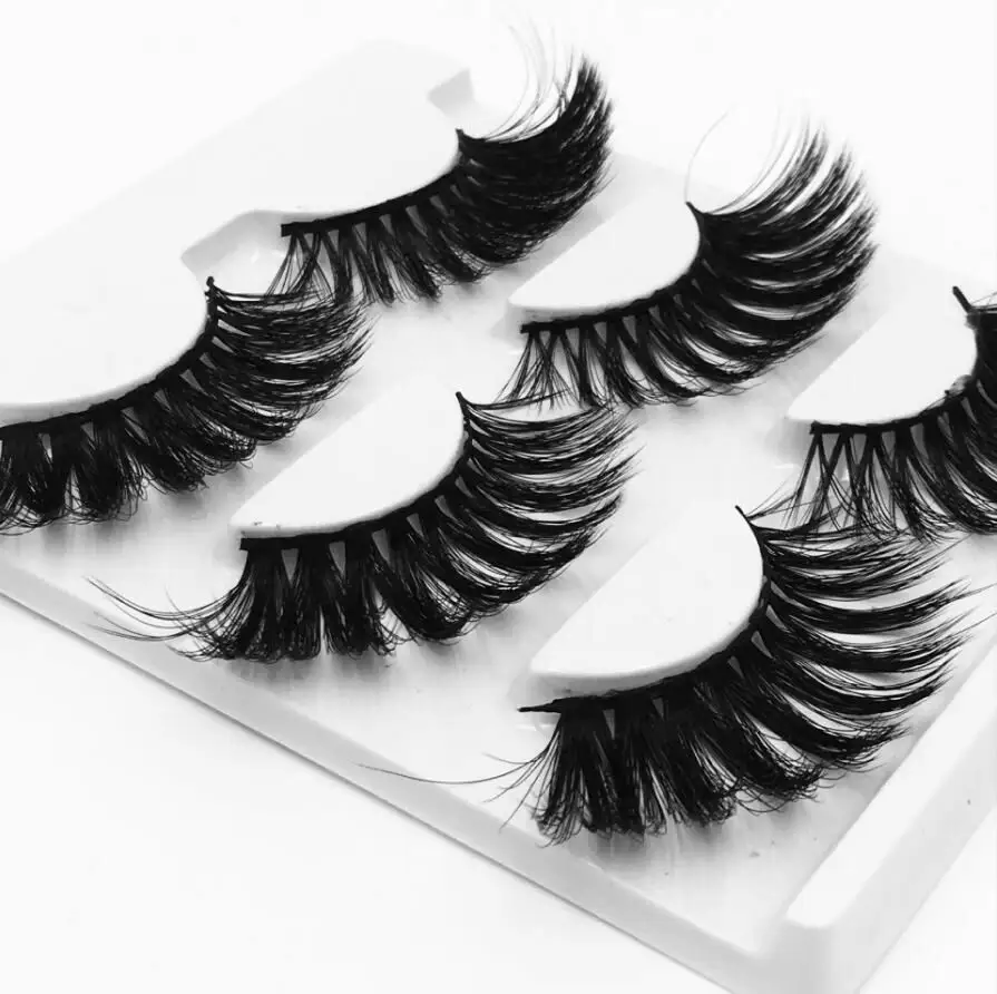 NEW 3 Pairs 3D Mink Hair False Eyelashes Criss-cross Wispy Cross Fluffy 25mm Lashes Extension Handmade Eye Makeup Tools - Цвет: 303