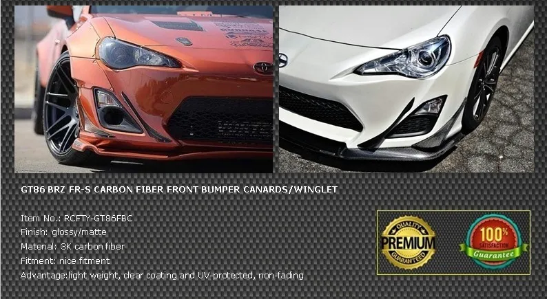 2013+ GT86 BRZ FR-S Пароль JDM углеродного Canards WINGLETS-4PCS в комплект-2 шт. внутренняя+ 2 шт. внешний для TOYOTA86 BRZ