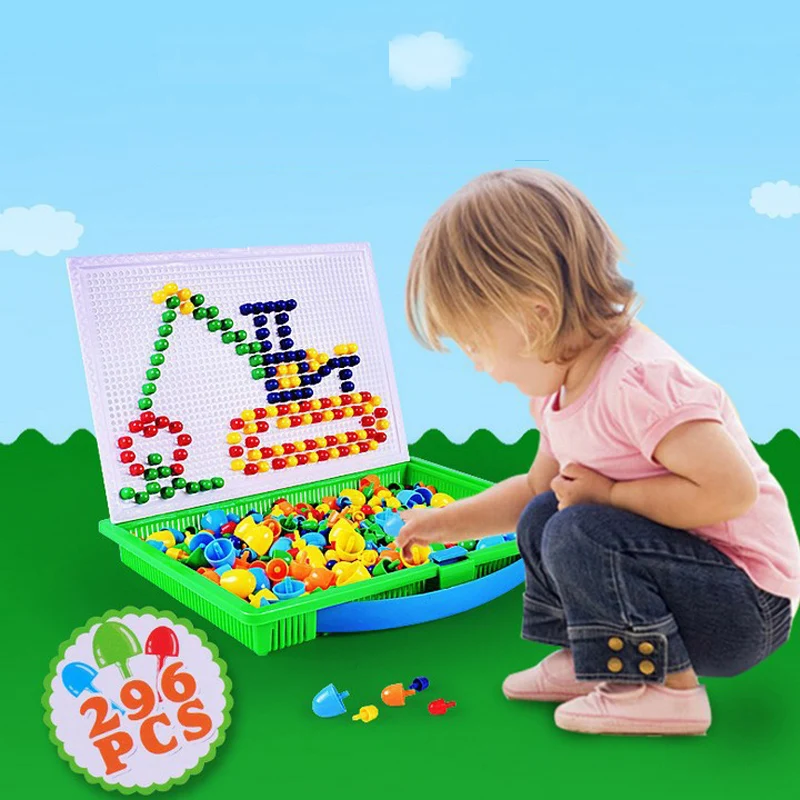 

Lantiger 296pcs Mushroom Nail Intelligent 3D Puzzle Games DIY Mushroom Nail Plastic Flashboard Children Toys Educational Toy