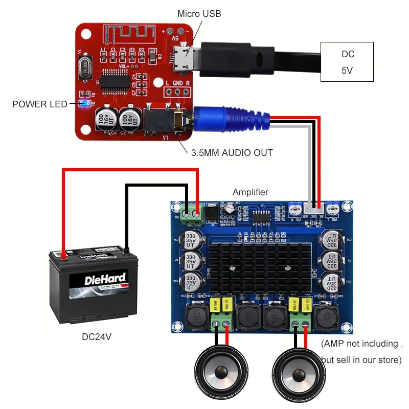 Bluetooth 4,0 аудио приемник Micro usb DC5V мощность 3,5 мм аудио без потерь музыкальная доска MP3 комплект модуль