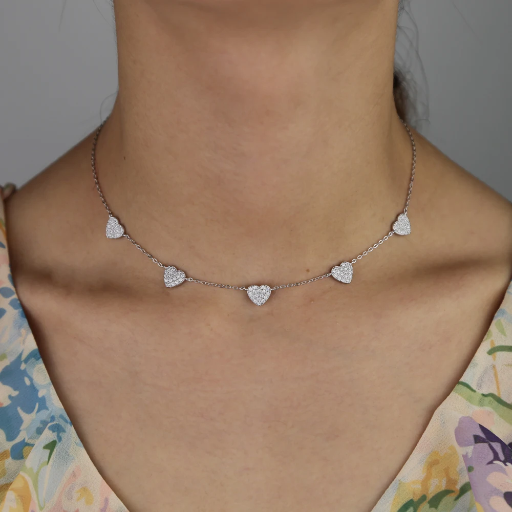 35+10cm 925 sterling silver cute danity heart charm pendant necklace christmas gift delicate chain Hearts necklace - Image 6