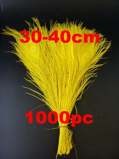 30-40cm EMS,, недорогие 1000 шт., ЖЕЛТЫЕ ОКРАШЕННЫЕ натуральные и настоящие Перья павлина 80-90 см, длинные Шлейфы павлина для карнавальных декораций - Цвет: 30-40cm