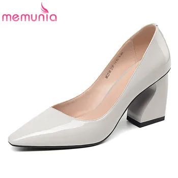

MEMUNIA 2020 new arrival women pumps shallow genuine leather shoes pointed toe spring summer high heels dress shoes woman