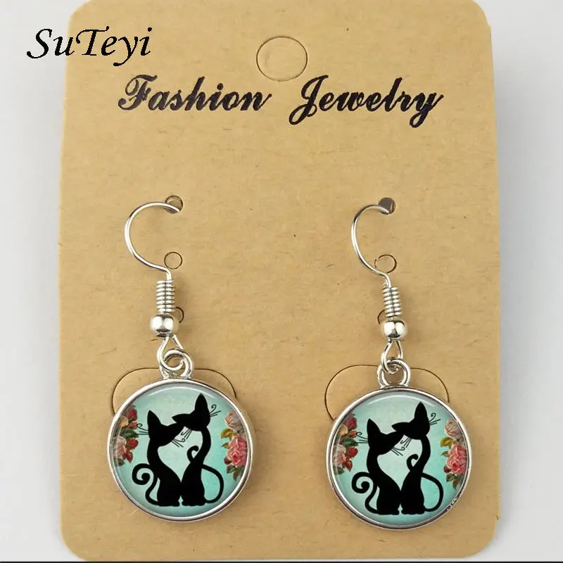 SUTEYI Новые многоцветные классические модные Стеклянные Кабошоны котенок