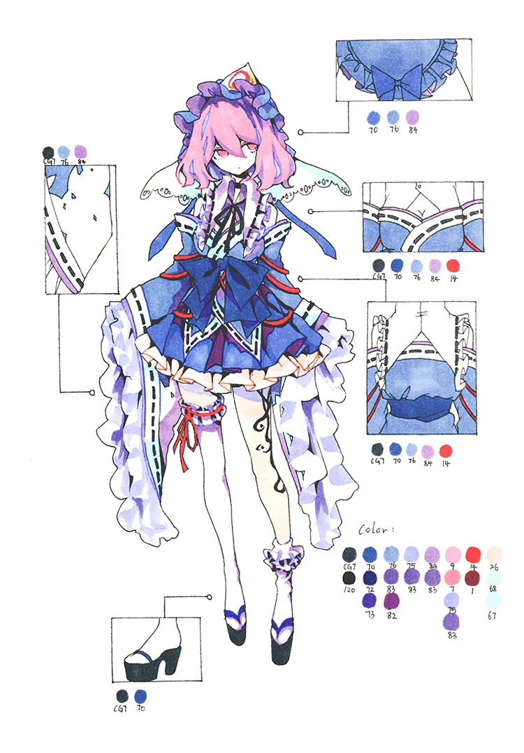 [Акции] 2018 Аниме Touhou Project Saigyouji Ююко Косплэй костюм шляпа + костюм + ремень + носок для Для женщин хэллоуин Бесплатная доставка новых