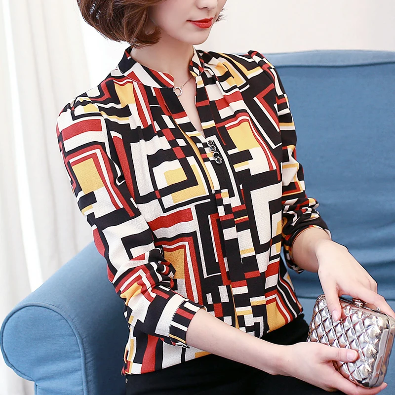 

2018 Summer New Arrival Women's Brand Blouse Female Long-Sleeve Blouse Women Shirt Chiffon casual Tops Blusa 00A 25