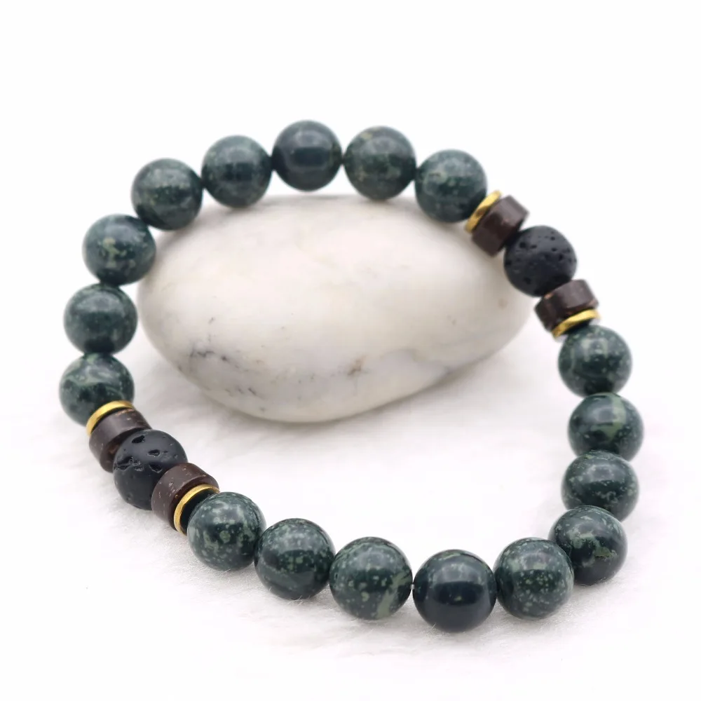 Men's Hindu Bracelet Meditation Mala Beads with Heart Chakra Stone