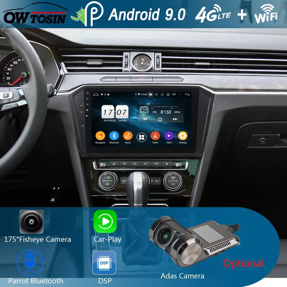 10," ips 8 Core 4G+ 64G Android 9,0 автомобильный dvd-радиоплеер gps для VW PASSAT B8 Magotan DSP CarPlay попугай BT