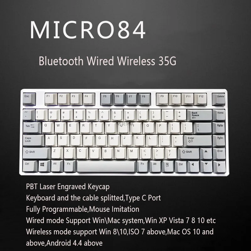 Micro 84 35g Сливы 66 75 84 87 108 Bluetooth 4,0 USB двойной режим 35g 45g Realforce структура емкостная клавиатура - Цвет: Micro 84 35g