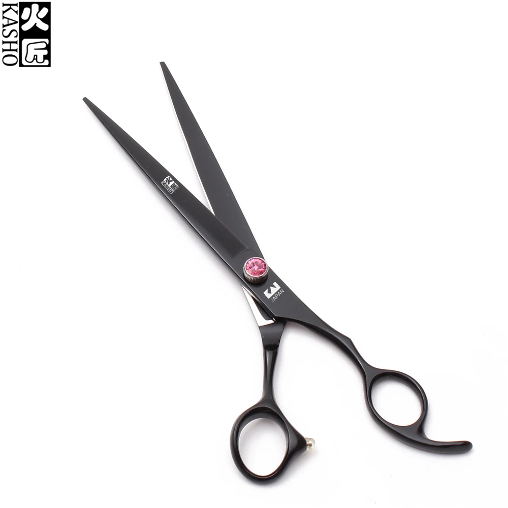 

8" 22cm KASHO 440C Black Grooming For Dogs Cutting Shears Normal Scissors Professional Pets Scissors Add Bag Styling Tool H9102